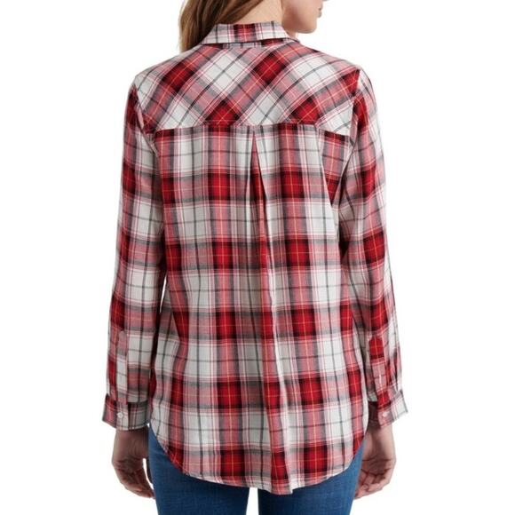 Lucky Brand Red Plaid Pearl Snap Button Down Sz S - Picture 12 of 14